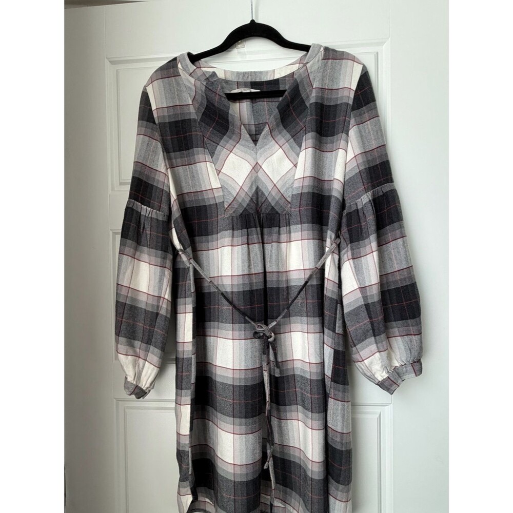 LOFT Gray, Black & Red Dress-Med